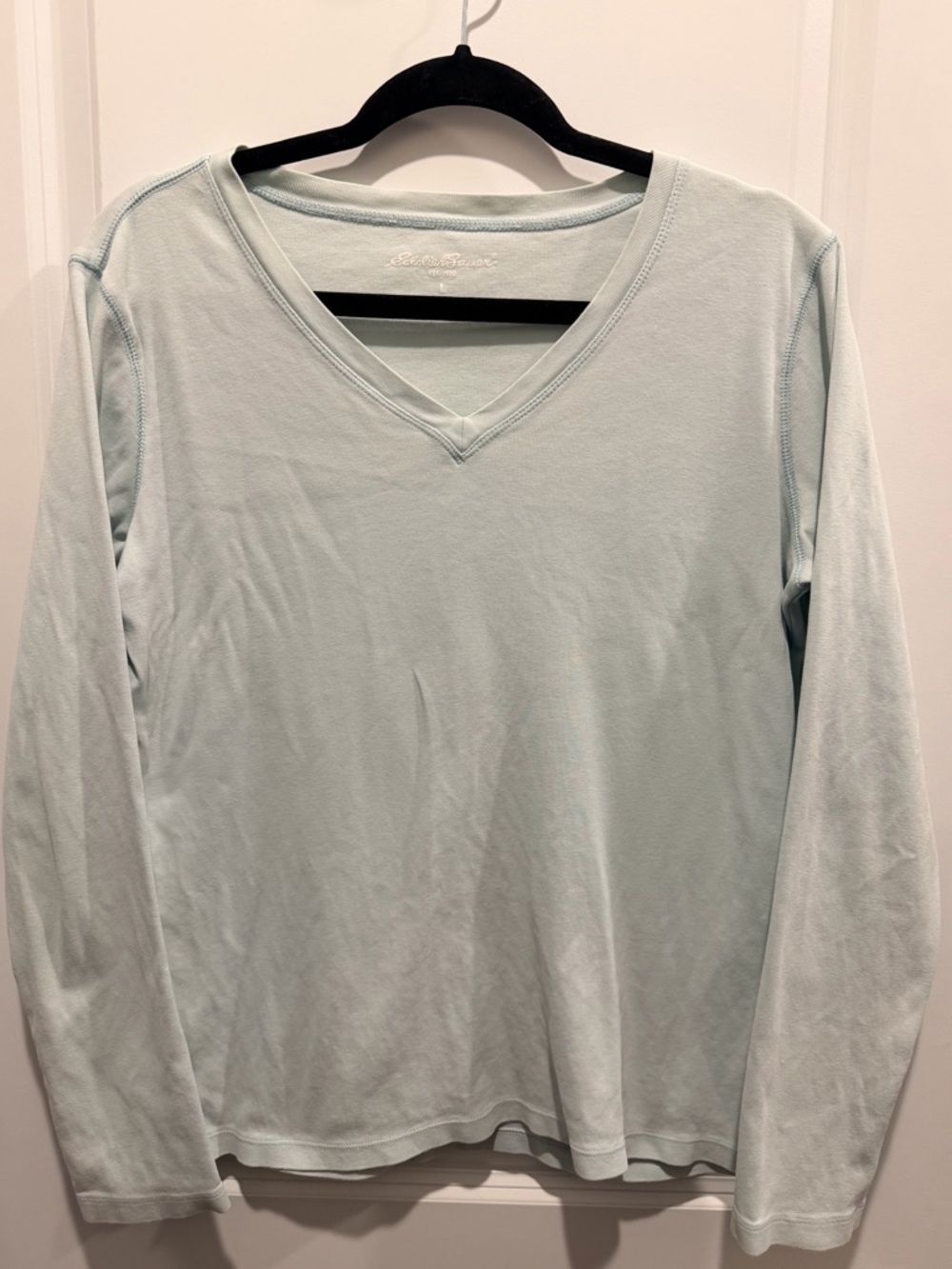 Eddie Bauer Baby Blue V-Neck Long Sleeve Top